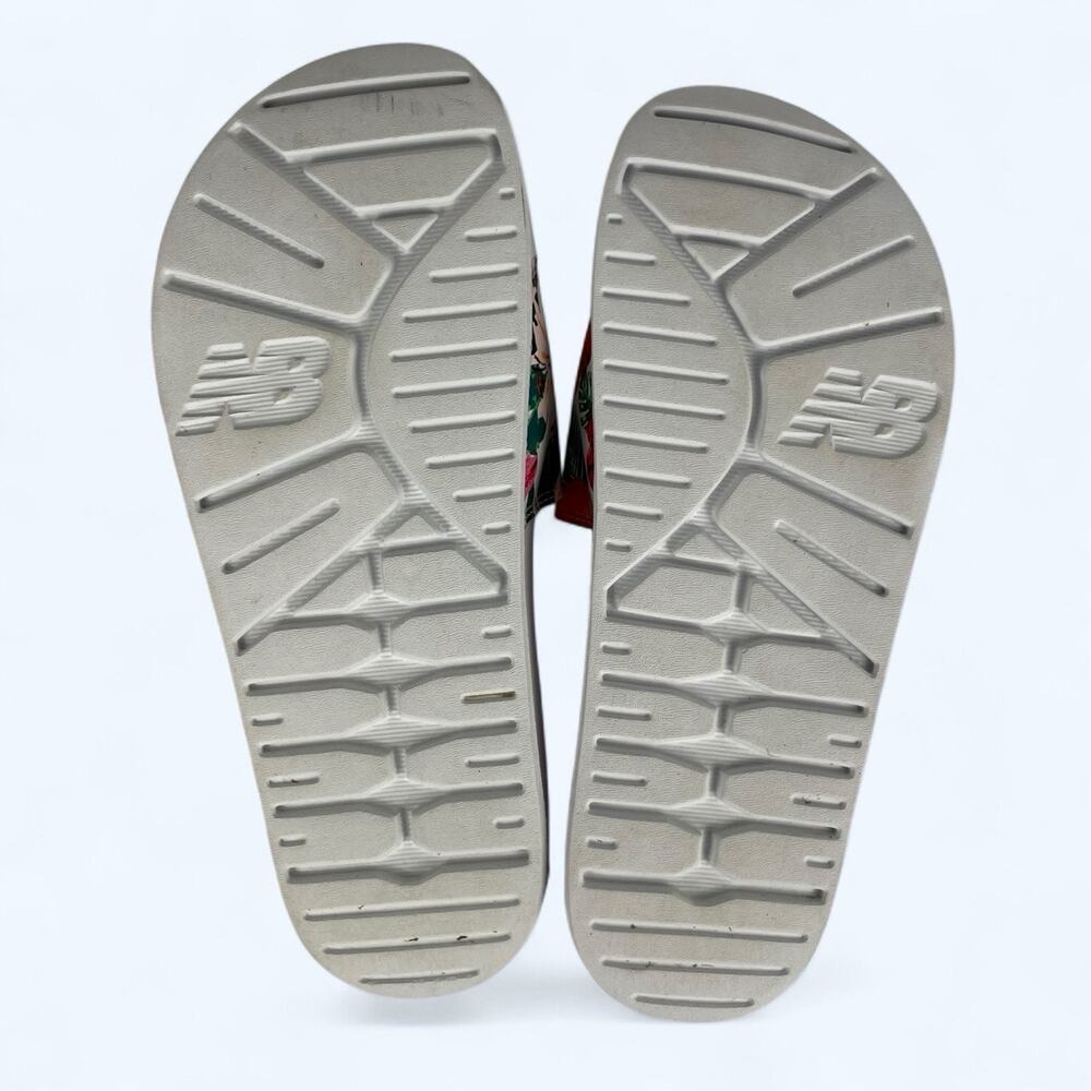 New Balance 200 V1 Women's Size 8 Slide Sandal Floral Logo Print White Slip On - Picture 6 of 7